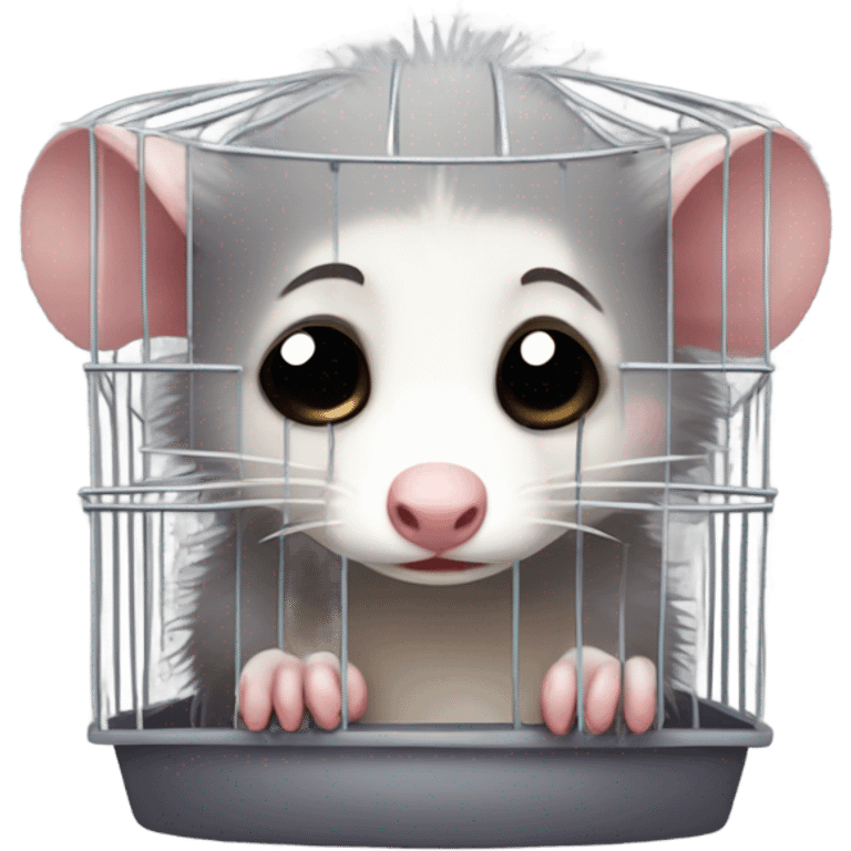 Sad Opossum in a cage emoji