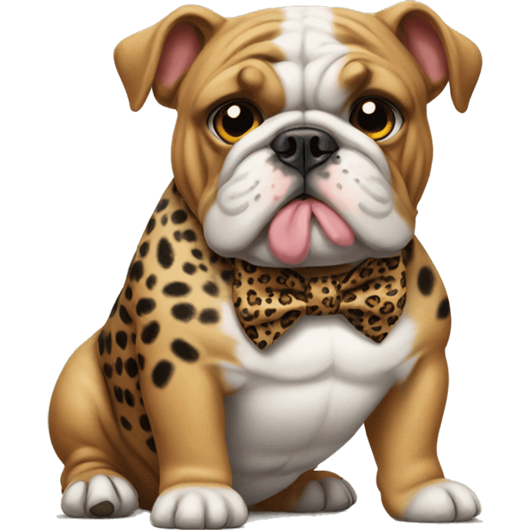 Bulldog with leopard bow emoji