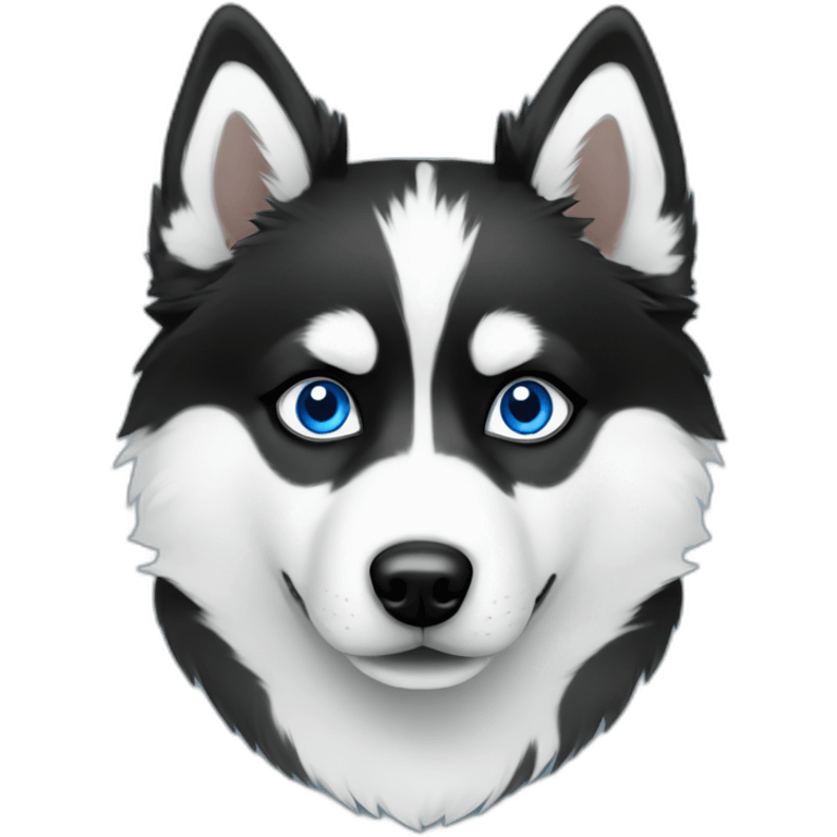 Pomsky black & white blue eyes emoji