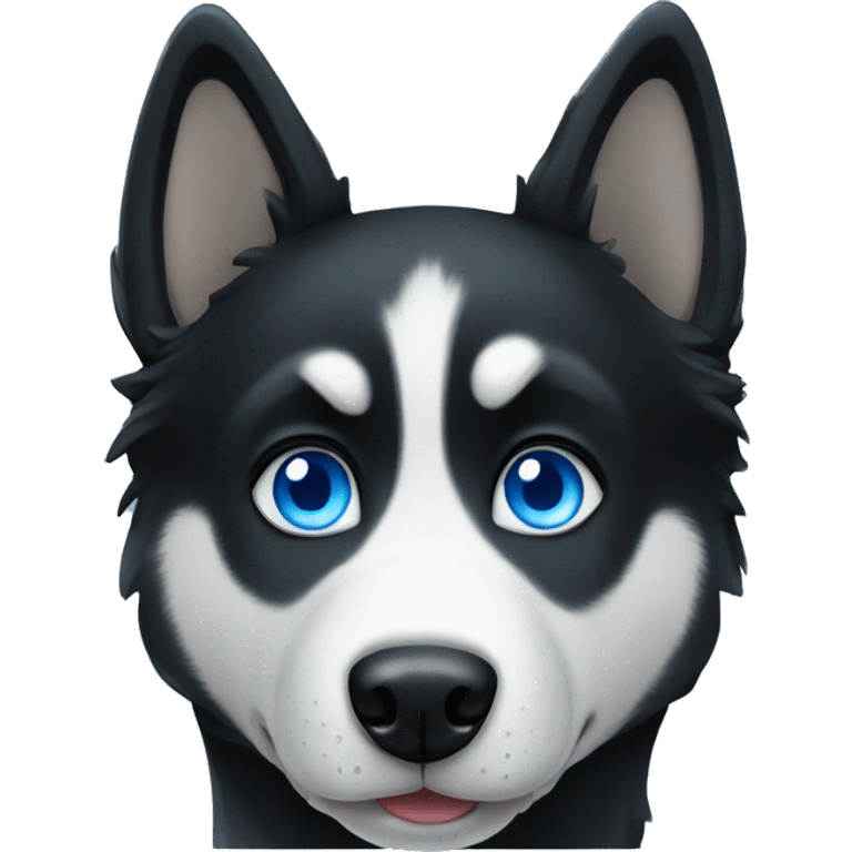 All Black husky dog with blue eyes emoji