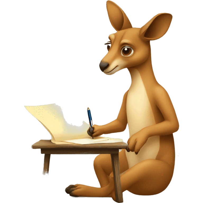 kangaroo writing an essay on paper emoji