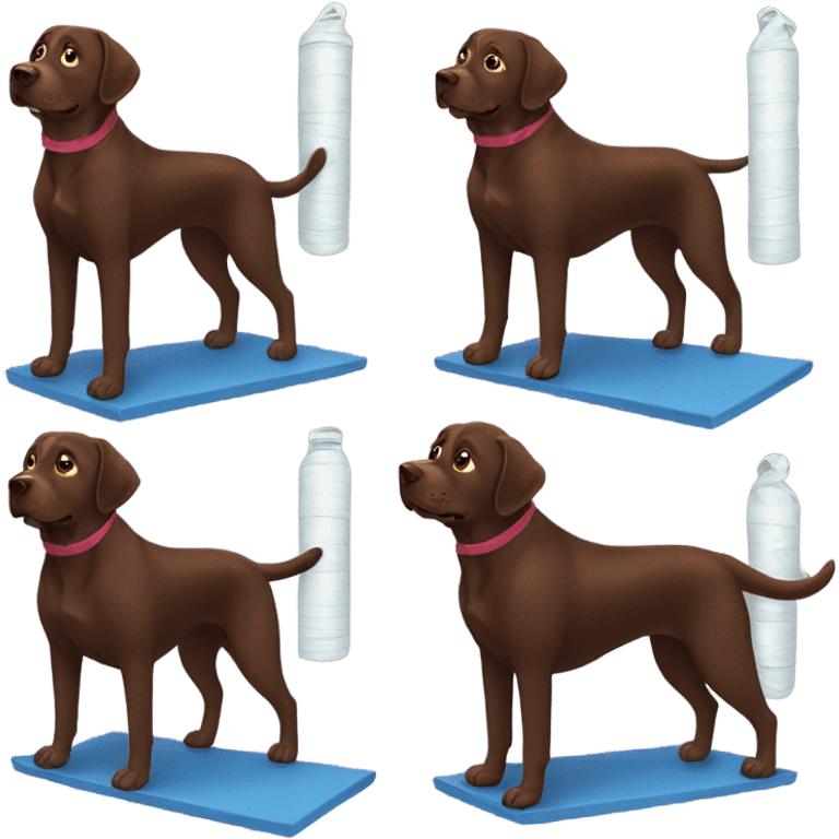 Working out at gym, chocolate lab  emoji