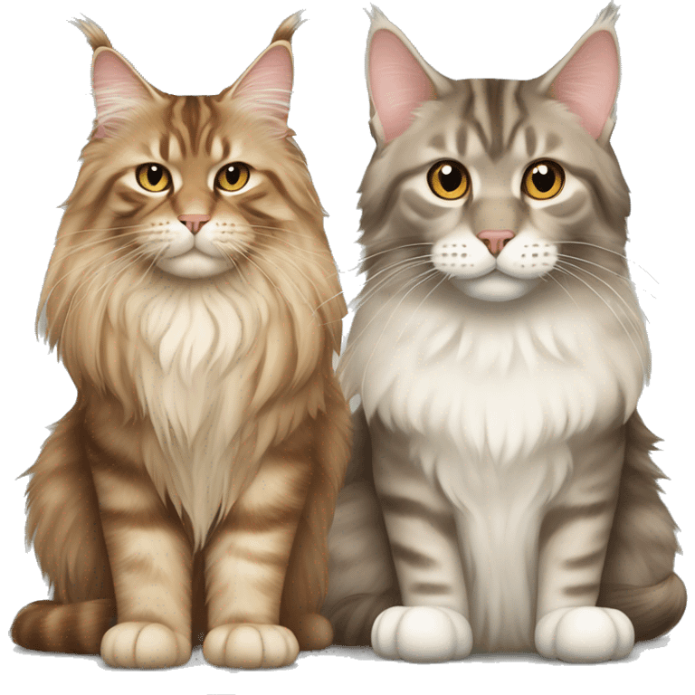 cream maine coon sitting next to brown tabby emoji