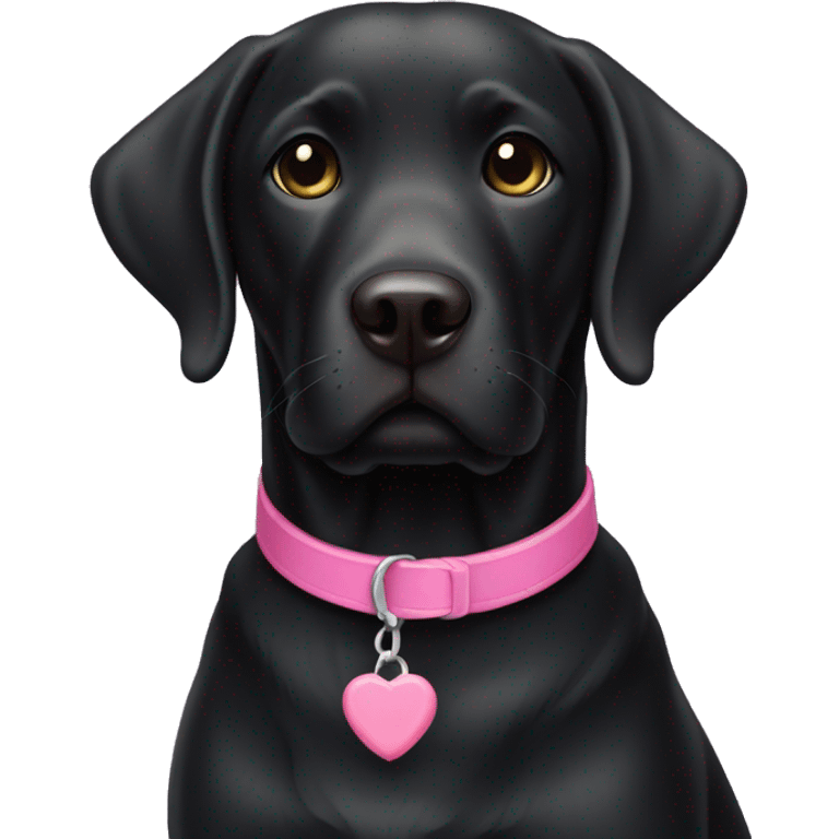 Black Labrador with pink collar emoji