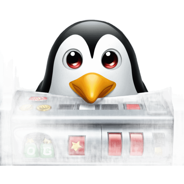 penguin playing slots machine emoji