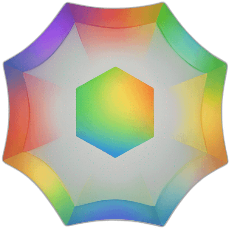 hexagon of 6 equilateral triangles, each a different color of the rainbow emoji