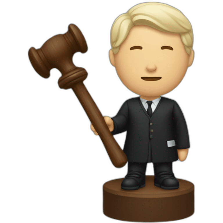 male judge holding a small woodden hammer emoji