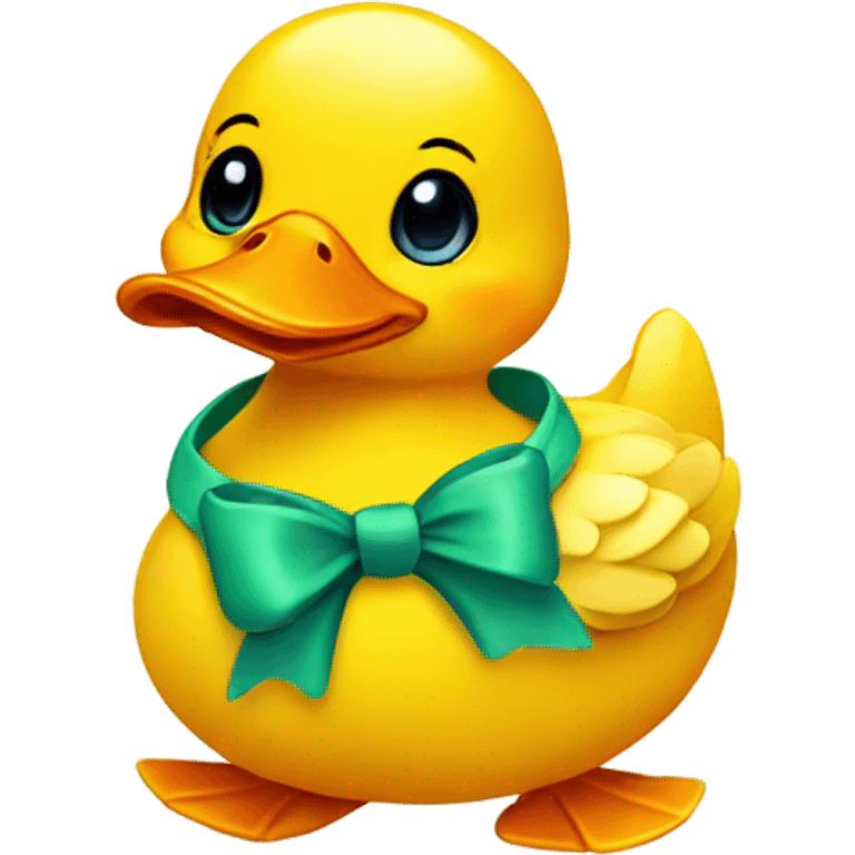 Cute duck with bow emoji