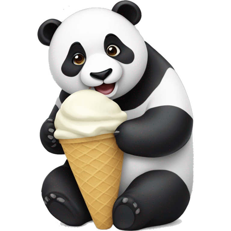 Panda eating ice cream emoji