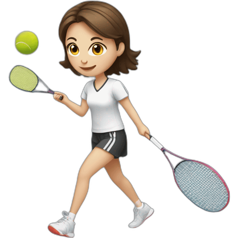 European girl with brown hair playing badminton emoji