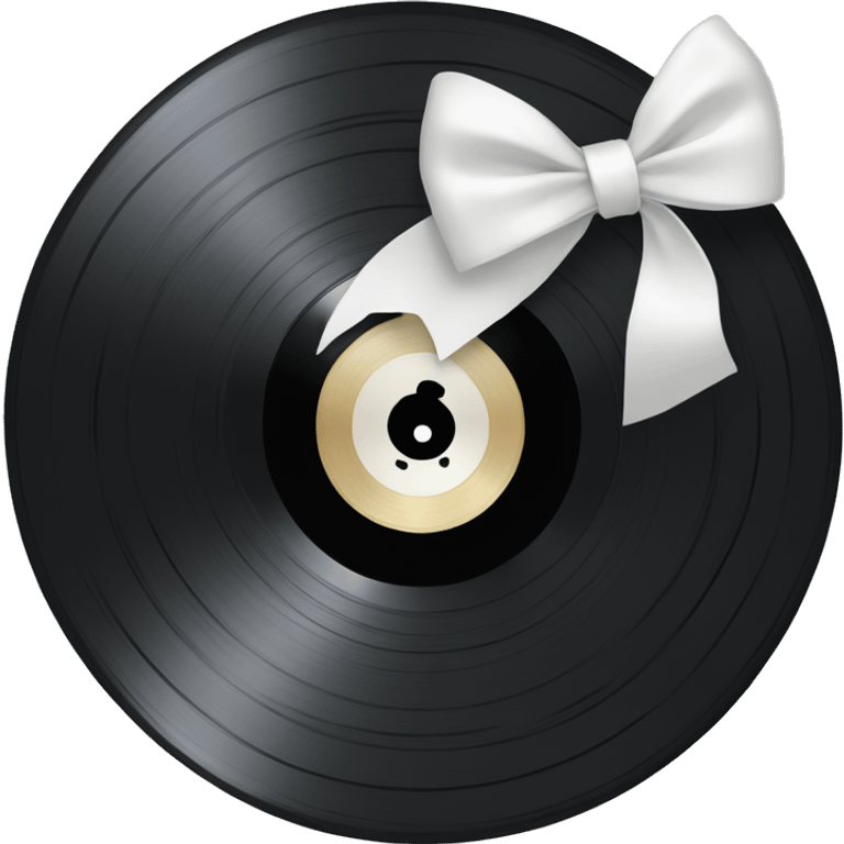 vinyl record with white bow emoji