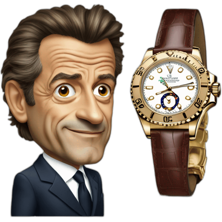 Nicolas Sarkozy with a big rolex emoji