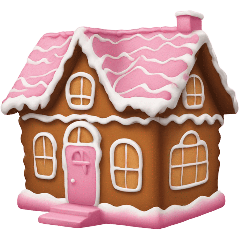 A pink gingerbread house emoji