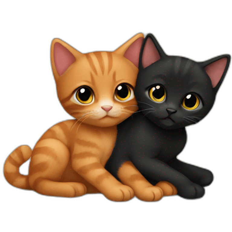 ginger and black kittens cuddling  emoji