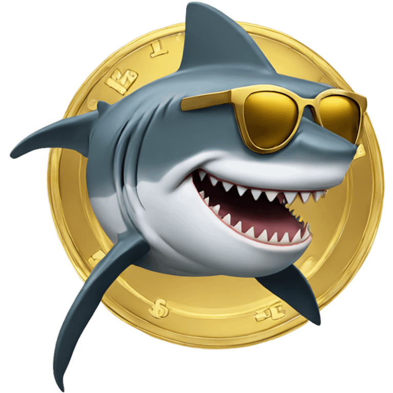 shark with dreads and gold sunglasses and money emoji