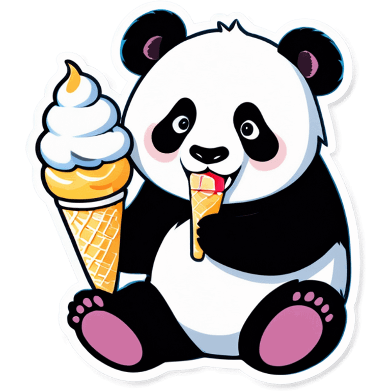 Panda eating ice cream emoji