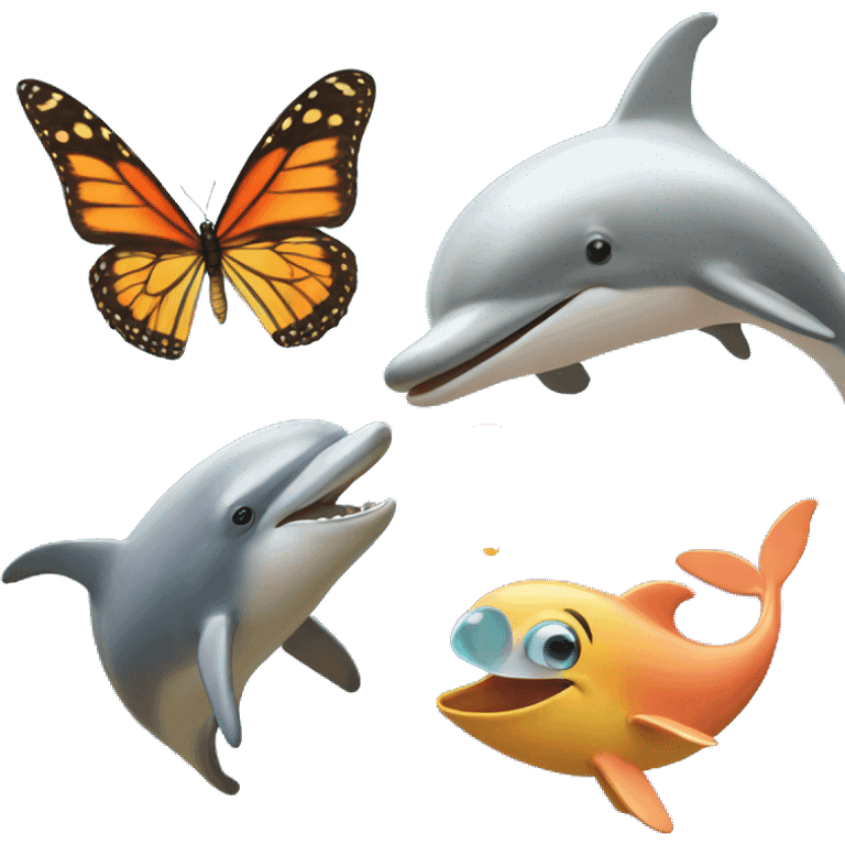  butterfly and dolphin nose emoji