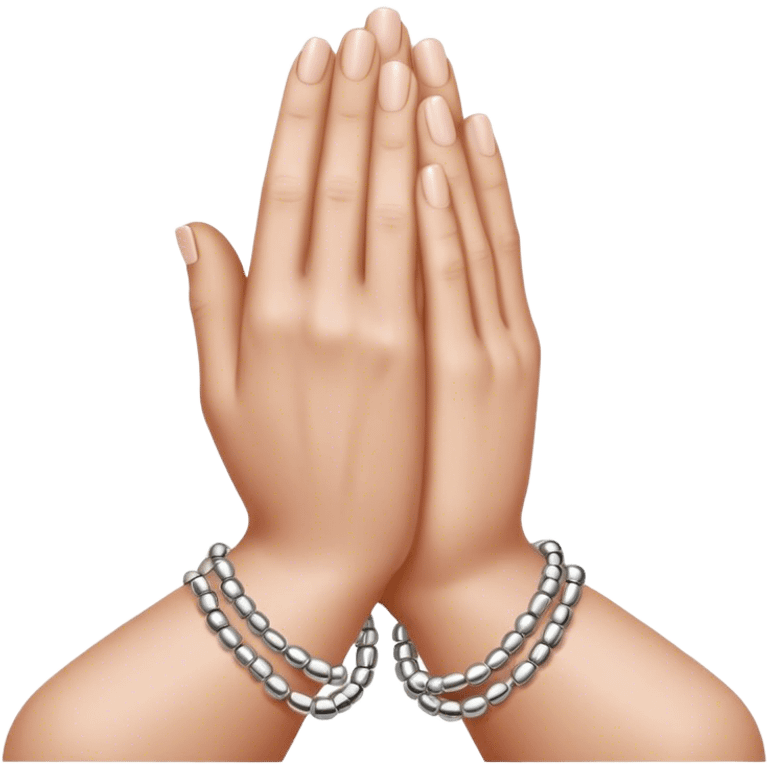 skin tone praying hands with silver beads emoji