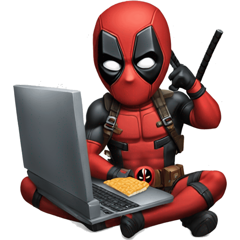 deadpool eating a computer emoji