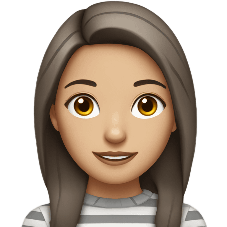 Brown eyed Pretty brunette woman with gray striped cat  emoji