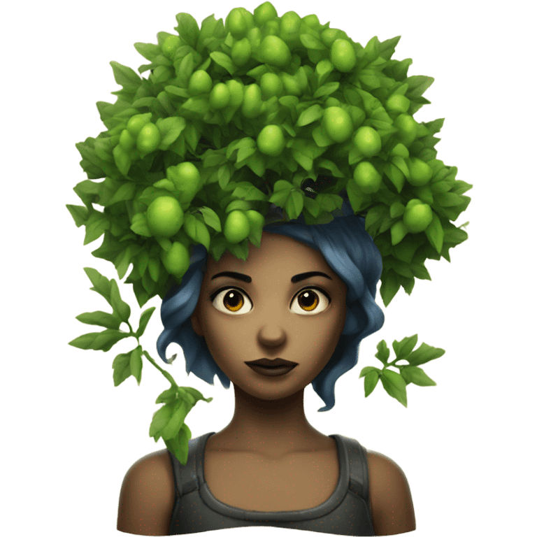 Girl with a poison tree as a tattoo emoji