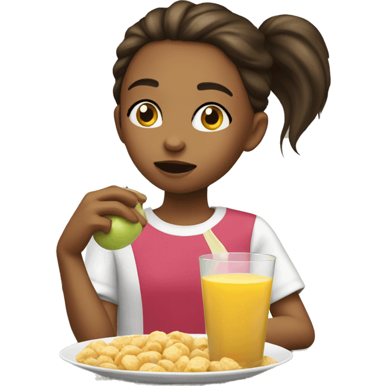 girl eating cereal apple juice emoji