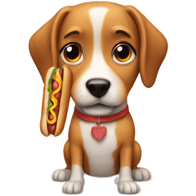 dog with a hotdog emoji