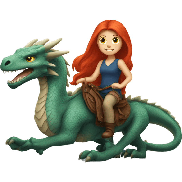 red head girl with long hair on a dragon  emoji