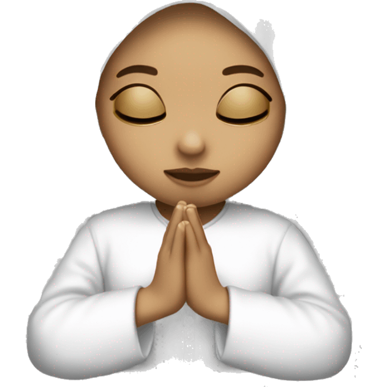 Light skin girl praying with eyes closed and lace white veil  emoji