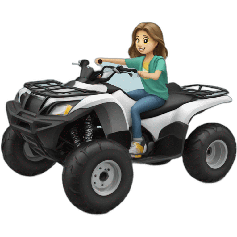 White teenager riding quad bike emoji