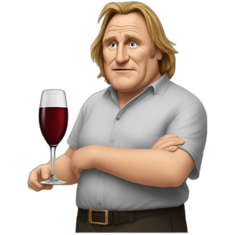 Gérard Depardieu buvant du vin emoji