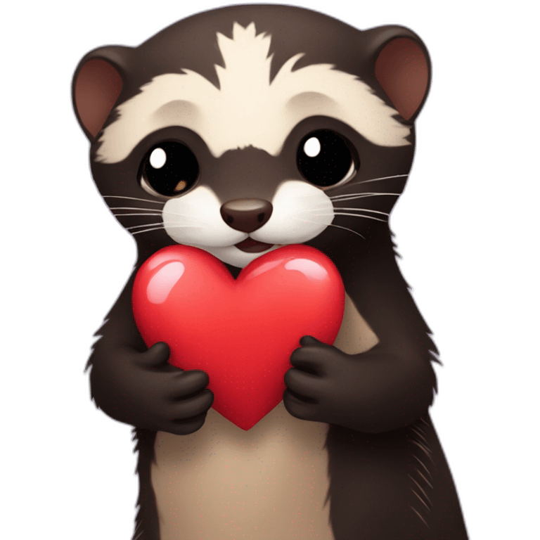 dark ferret hugs a heart emoji