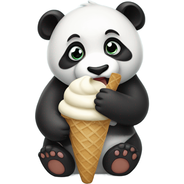 Panda eating ice cream emoji