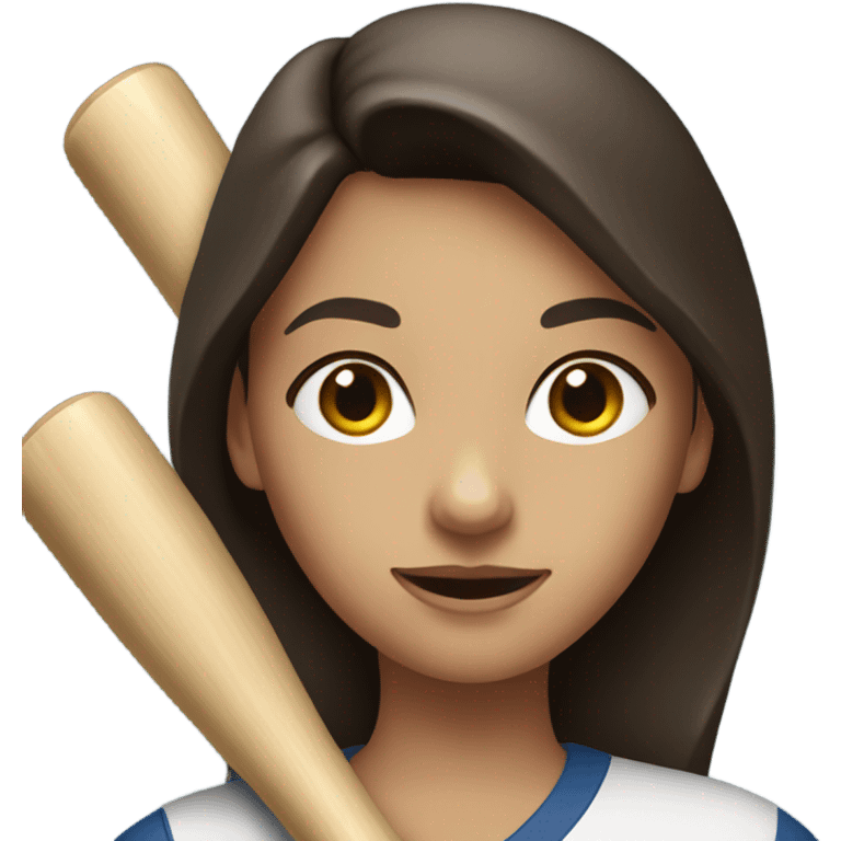 Brunette girl with baseball bat emoji