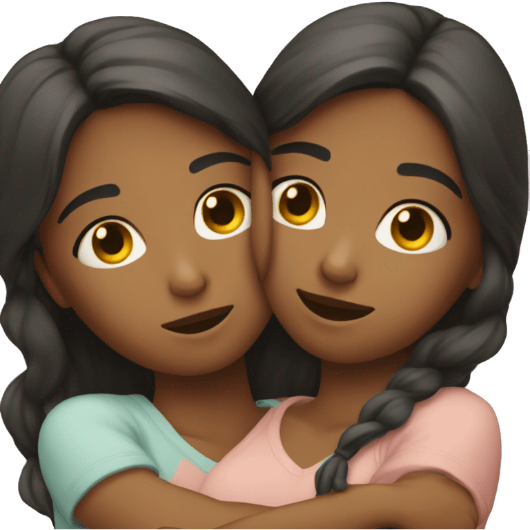 Two girls cuddling romantically emoji