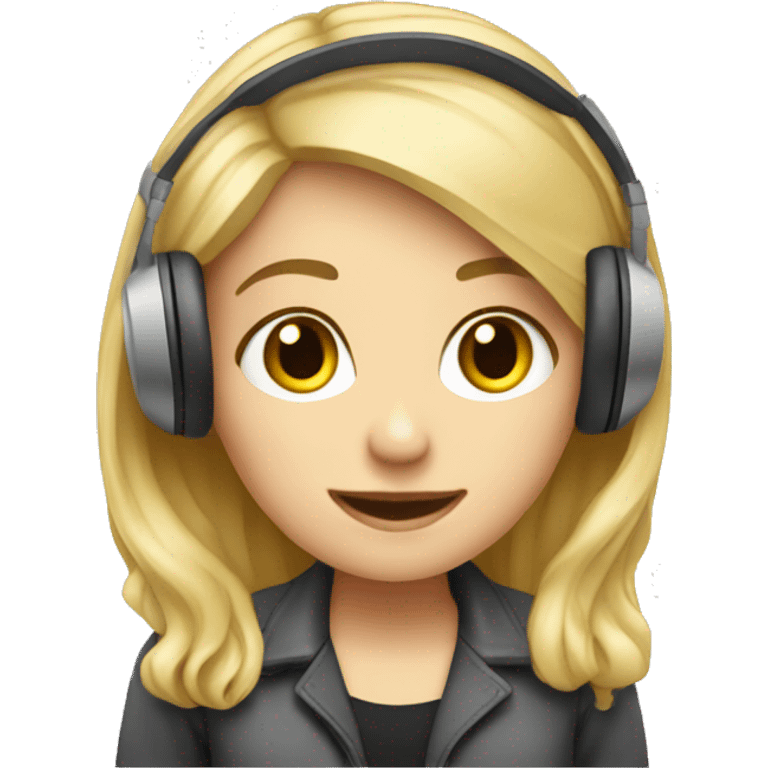 Audio technician girl blonde with an audio desk emoji