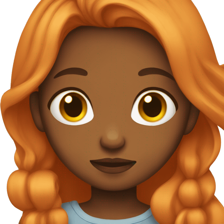 Girl with long orange hair holding baby boy with brown hair  emoji