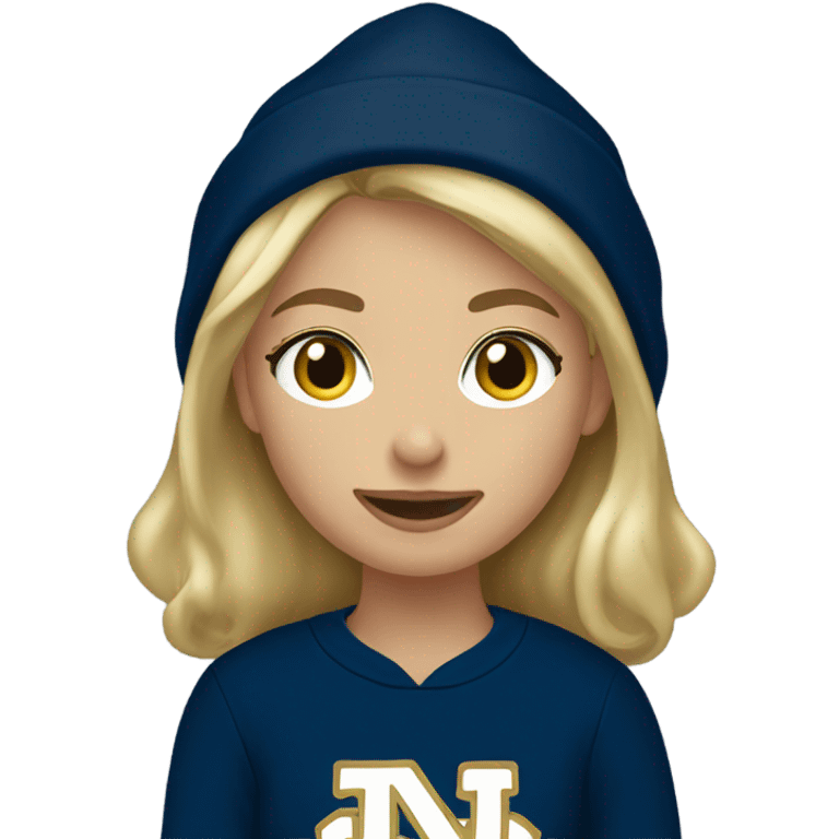 Blonde girl wearing Notre Dame sweatshirt  emoji