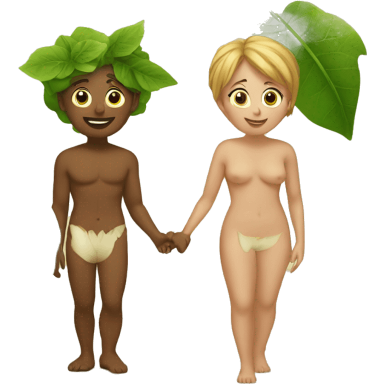 Adam and Eve with leaves emoji