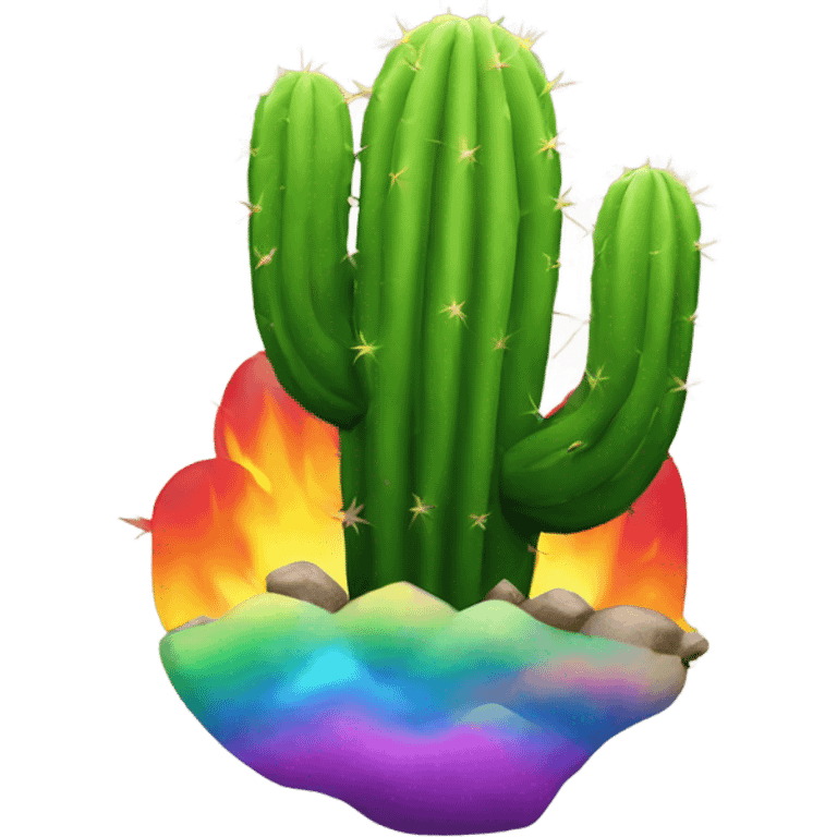 A cactus on rainbow Fire emoji