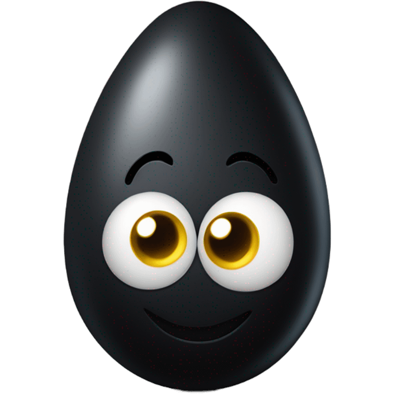 Black egg with a silly face emoji