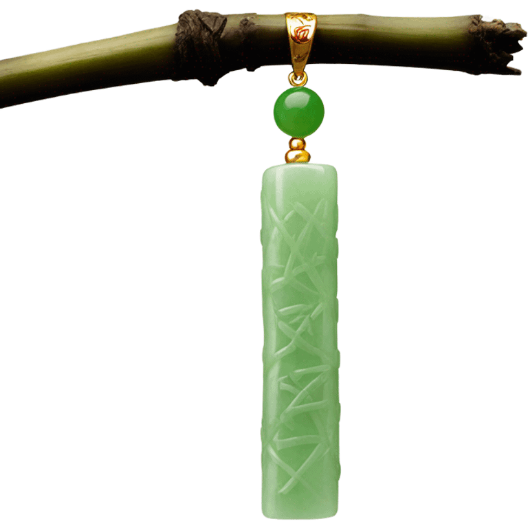 Chinese style light green bamboo-patterned jade pendant  emoji