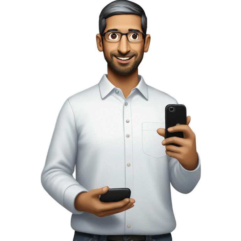 sundar pichai with a google phone emoji