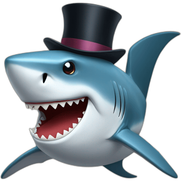 Shark with a top hat emoji