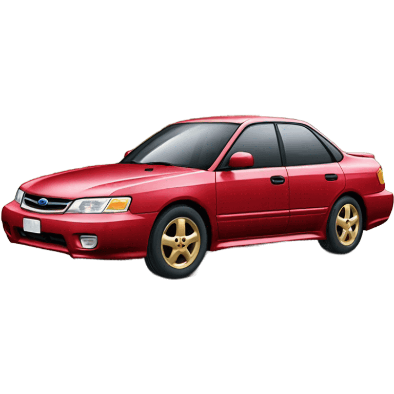 Red 1996 Subaru legacy sedan with gold wheels emoji