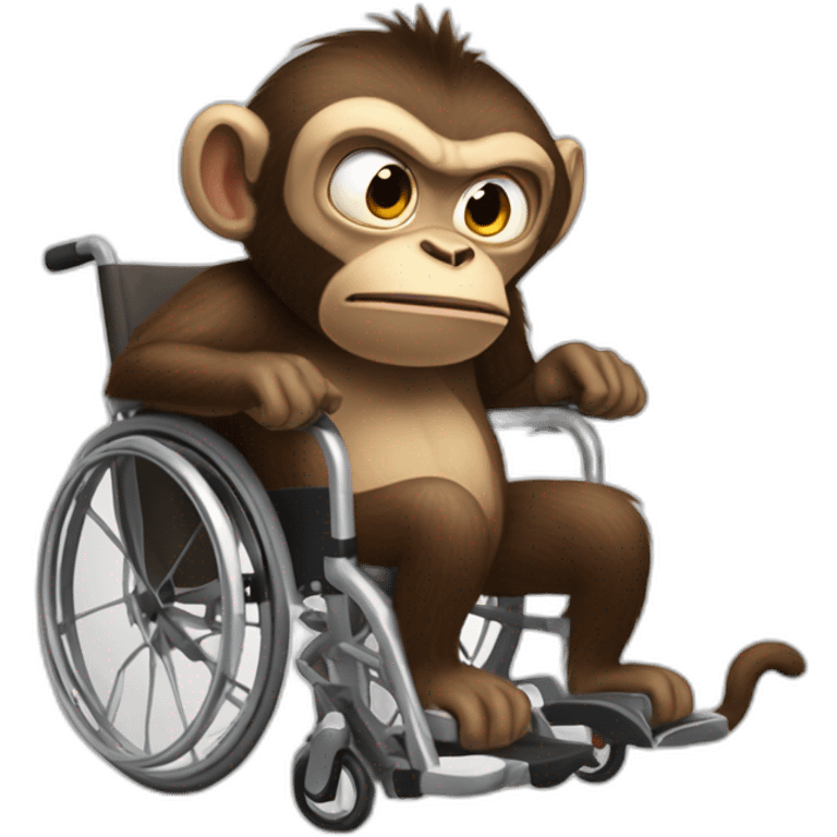 angry monkey with small ferocious rollins eyes rides really cute wheelchair emoji