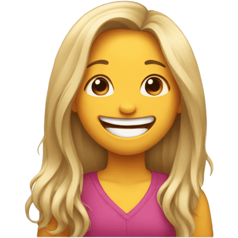 Girl with long hair laugh  emoji