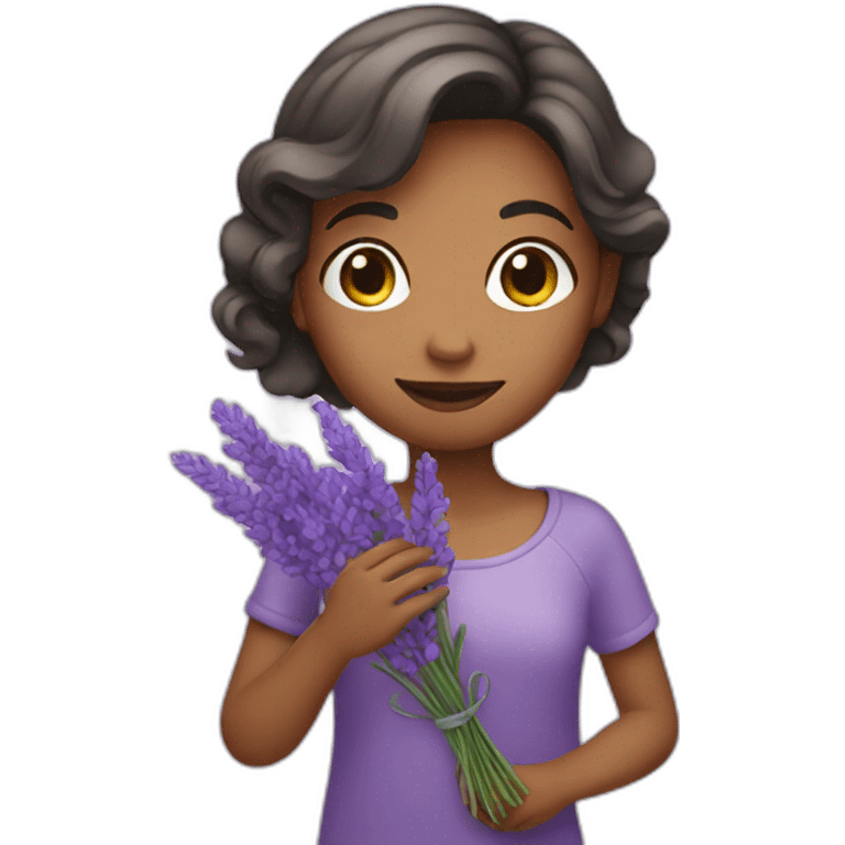 Girl holding lavender flower emoji