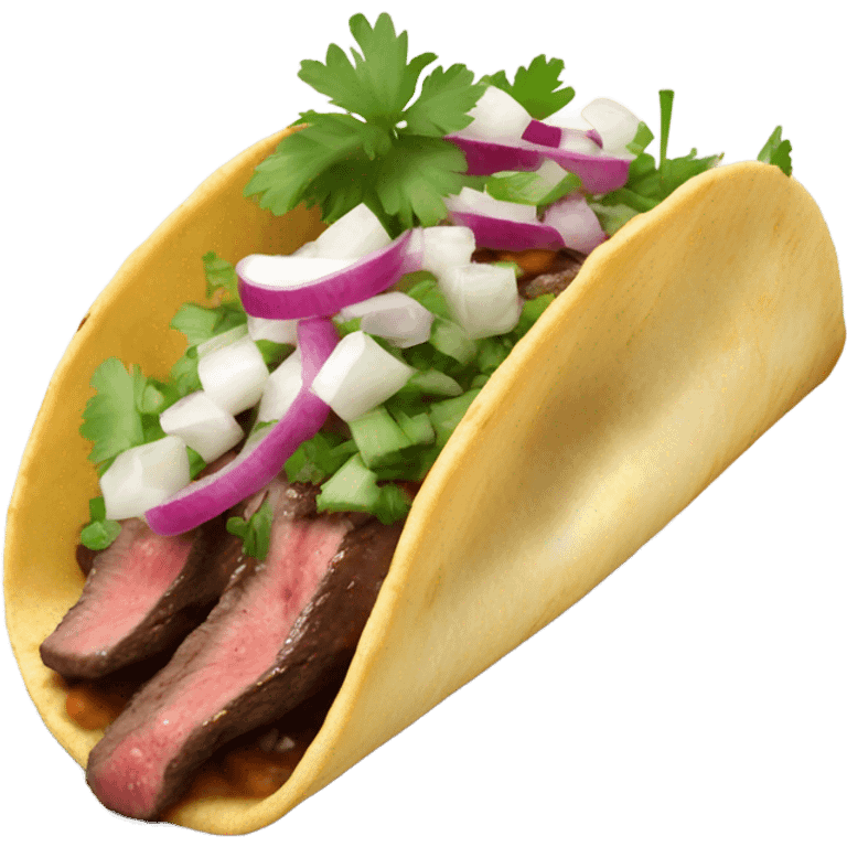 Real steak taco with cilantro and cebolla emoji