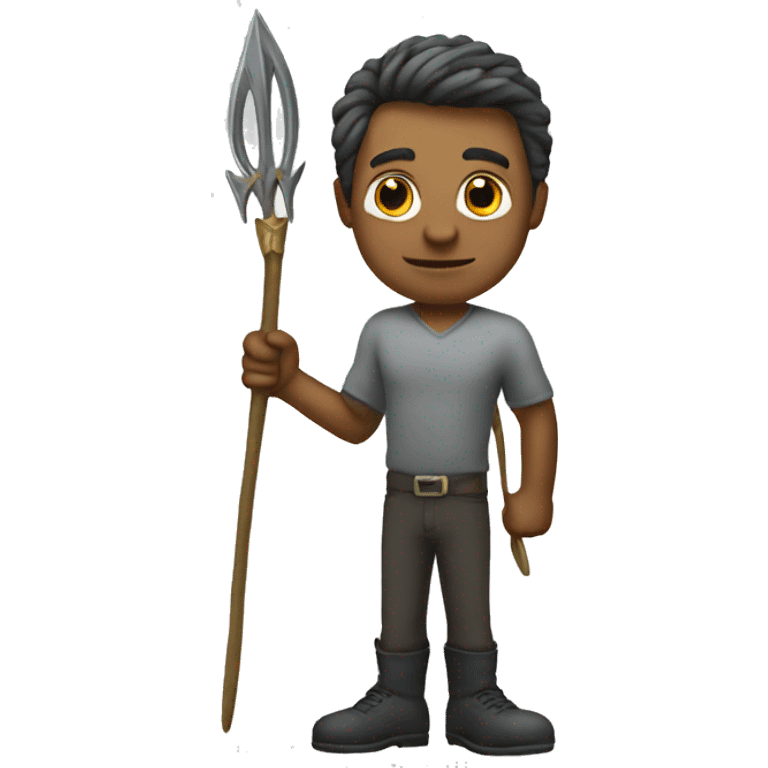 Man standing with a trident emoji